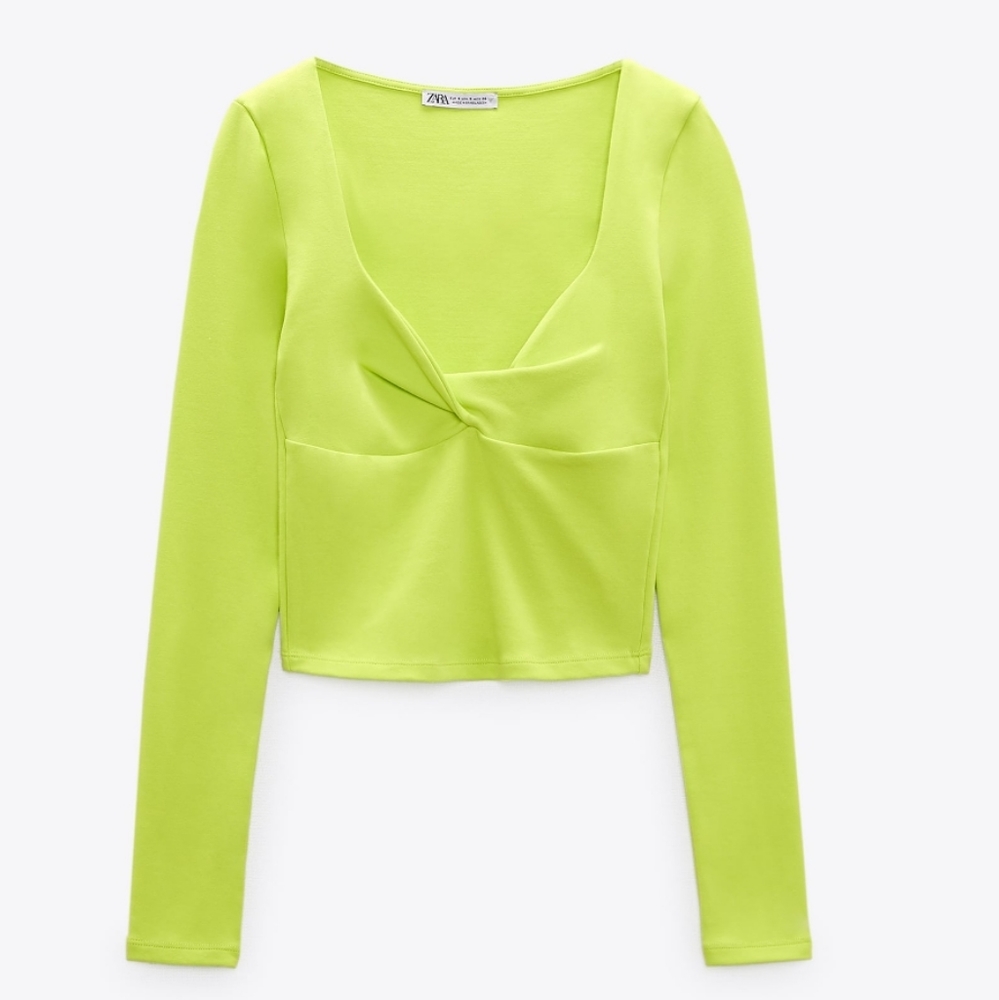 ZARA KNOTTED TOP LIME GREEN